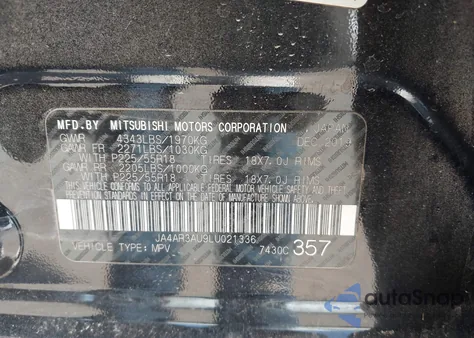 2020 Mitsubishi Outlander Sport 2.0 Be Awc/2.0 Es Awc/2.0 Se Awc/2.0 Sp Awc from USA, damaged, VIN JA4AR3AU9LU021336